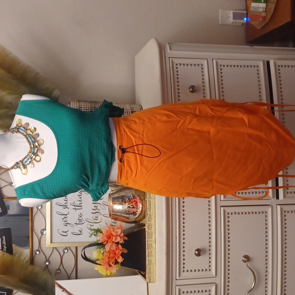 Orange Cargo Skirt